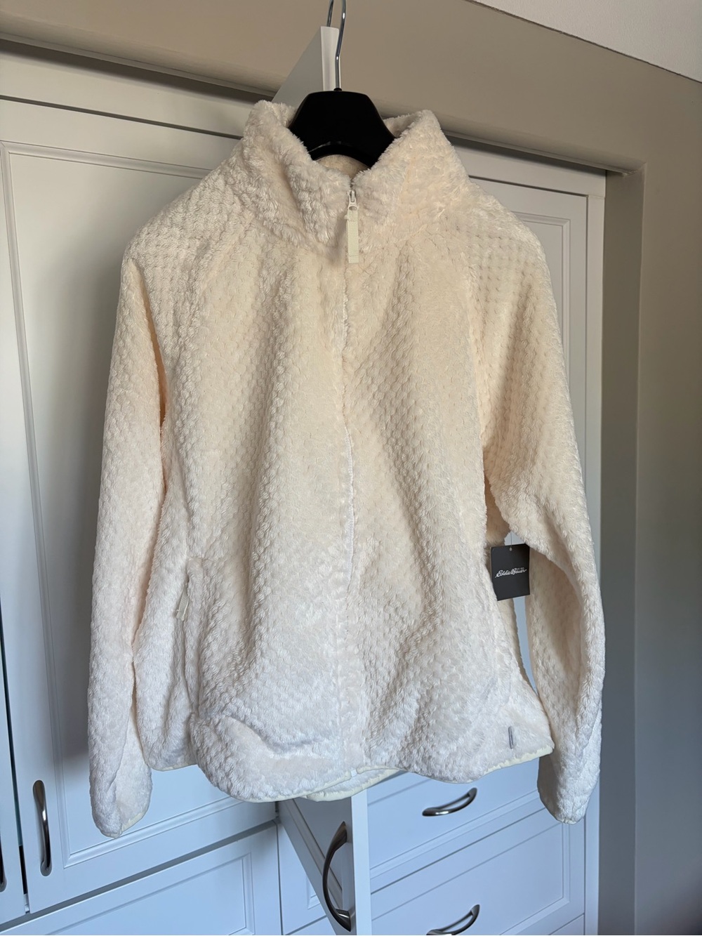 Eddie Bauer Cream Plush Zip-Front Jacket
